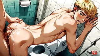 Yaoi - Blonde Twink sex in a toilet Glaze Collection - Anime Manga Asian Japanese Divertissement Gay Porn